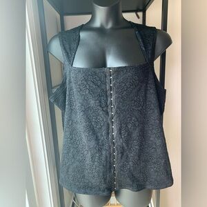 NWT Vintage Venezia Lane Bryant Black Lace Tank Top  Corset Style Blouse Shirt